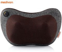 Medivon Travel masažni jastuk, 8 masažnih glava, funkcija grijanja, remen, USB-C