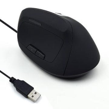 Ewent ergonomski vertikalni miš, 1800 dpi, crni, USB