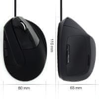 Ewent ergonomski vertikalni miš, 1800 dpi, crni, USB