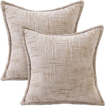 Nikcorp Jastučnice za ukrasne jastuke set 2 komada smeđe 45x45 cm teksturirani izgled lana 100% poliester skriveni patentni zatvarač pranje u perilici
