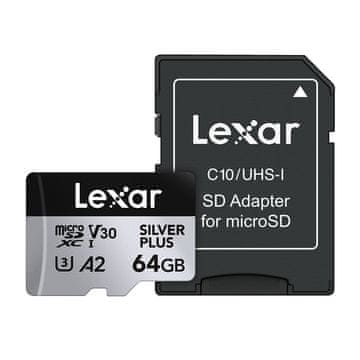 Lexar Lexar High-Performance Silver Plus microSDXC 64GB memorijska kartica + adapter