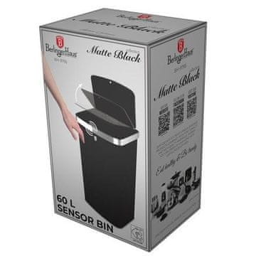 Berlingerhaus Kanta za smeće BH-9795 sa senzorskim otvorom 60 l Crna kolekcija Vantage/Mat crna kolekcija