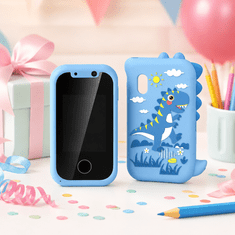 JOJOY® Edukativni dječji pametni telefon s kamerom, IPS zaslonom, USB-C punjenjem i interaktivnim igrama za djecu 3+ | RINGRANG Plavi dinosaurus