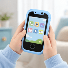 JOJOY® Edukativni dječji pametni telefon s kamerom, IPS zaslonom, USB-C punjenjem i interaktivnim igrama za djecu 3+ | RINGRANG Plavi dinosaurus