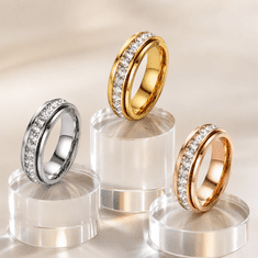 VIVVA® Rotirajući antistres prsten od titanijskog čelika s cirkonima, 3 komada, polirana unutrašnjost | LUXRINGS 6
