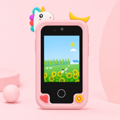 JOJOY® Dječji edukativni pametni telefon s dvostrukom kamerom, interaktivnim igrama, punjivom baterijom i silikonskom maskom | JOYPHONE Ružičasta