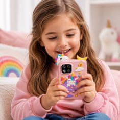 JOJOY® Dječji edukativni pametni telefon s dvostrukom kamerom, interaktivnim igrama, punjivom baterijom i silikonskom maskom | JOYPHONE Ružičasta