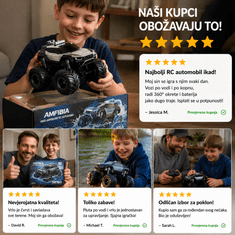 JOJOY® Amfibijski RC automobil 4WD, vožnja po kopnu i vodi, 360° okretanje, 2.4 GHz daljinski upravljač | AMFIBIA