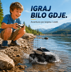 JOJOY® Amfibijski RC automobil 4WD, vožnja po kopnu i vodi, 360° okretanje, 2.4 GHz daljinski upravljač | AMFIBIA