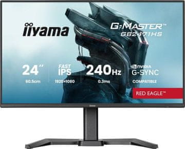 iiyama G-Master GB2471HS-B1 Red Eagle monitor 23.8 fhd ips 0.3ms 240 Hz HDR10 G-Sync crni