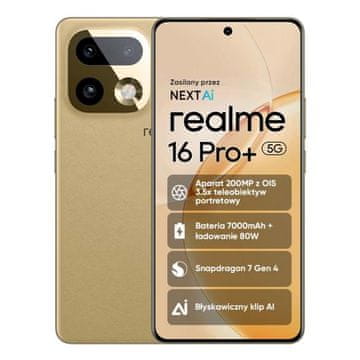 realme 16 Pro+ 5G pametni telefon 8GB/256GB zlatne boje