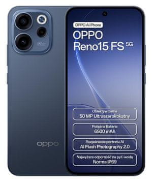Oppo Reno 15 FS 5G pametni telefon 8GB/512GB tamnoplave boje