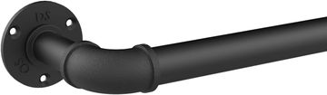 Nikcorp Držač za zavjese industrijski zakrivljen podesiv 91-183 cm mat crna, šipka promjer 3,8 cm za zidnu i stropnu montažu, nosivost do 22,6 kg, loft stil, 1 kom
