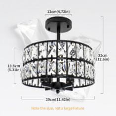 Nikcorp Stropna svjetiljka Kristal 4-točkni industrijski polu-utičnica crna kristalno staklo, 29 x 32 x 12 cm, E14 max 40W, 220-240V, prigušiva uz prigušljivu žarulju i prigušivač, za dnevni boravak spavaću