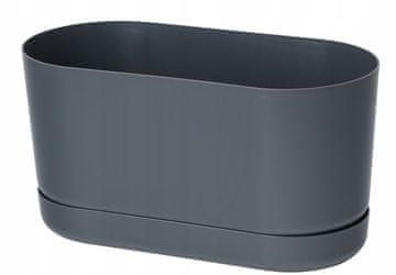 Form-Plastic Duga saksija Satina 27 s postoljem, antracit
