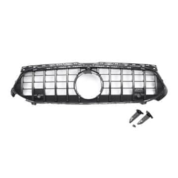 Nikcorp Grill atrapa Mercedes Klasa A W177 V177 2018+ QUARKZMAN Panamericana GT 360 kamera ležište poklopac PDC otvori AMG-Line Piano Black krom letvice ABS plastika