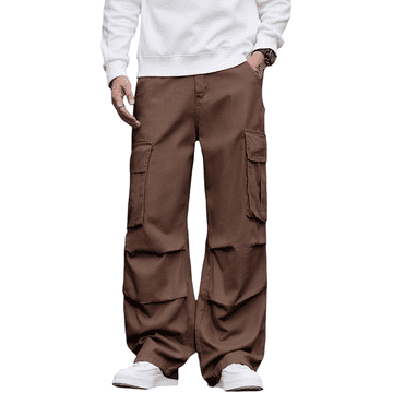 Nikcorp Muške cargo hlače široke nogavice Y2K baggy skate stil smeđe XL, pamučne široke hlače s bočnim džepovima, udoban loose fit kroj za streetwear i svakodnevne urbane kombinacije, izdržljiva tkanina