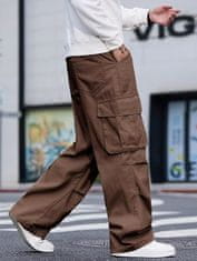 Nikcorp Muške cargo hlače široke nogavice Y2K baggy skate stil smeđe XL, pamučne široke hlače s bočnim džepovima, udoban loose fit kroj za streetwear i svakodnevne urbane kombinacije, izdržljiva tkanina