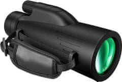 Nikcorp Monokular 12x50 HD vodootporan teleskop s BAK4 prizmom, adapterom za pametni telefon i metalnim stalkom, za promatranje prirode, ptica i sportskih događaja, crni, set s torbicom, 50 mm objektiv
