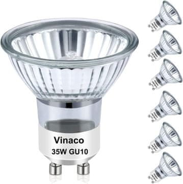 Nikcorp Halogena žarulja GU10 35W set 6 kom zatamnjiva topla bijela 2800K 380 lm 38° 230V CRI 100, za svjetiljke s GU10 priključkom