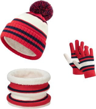 Nikcorp Dječji zimski set 3-dijelni kapa šal i rukavice za djecu 6-12 godina, topla plišana podstava od flisa, elastičan materijal, zaštita do -10°C, perivo u perilici, udoban kamin šal za zimske aktivnosti