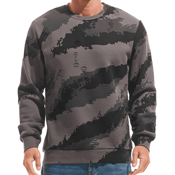 Nikcorp Muška polarna bluza Crewneck Progrijana Moro kamuflaža siva 3XL, topla izolacija 75% pamuk 25% poliester, dugi rukavi s manšetama, casual outdoor jesenska zimska