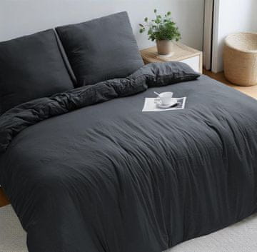 Nikcorp 4-dijelni set posteljine s plahtom 155x220 cm, tamnosiva premium mikrofibra, 2x jastučnica 80x80 cm, plahta s gumicom 120x200 cm, OEKO-TEX certifikat, izdržljivi patentni zatvarač, mekana i prozračna