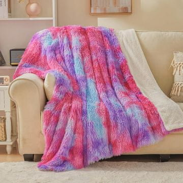 Nikcorp Prekrivač deka od umjetnog krzna Sherpa plišana dvostrana 130 x 150 cm, ružičasta, topla meka za kauč tv drijemanje i kampiranje, poliester 100%
