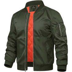 Nikcorp Muška bomber jakna Vjetrovka Vodoodbojna Lagana Elegantna casual zelena, poliester otporan na vjetar i vodu, patent sprijeda, rebrasti ovratnik manžete džepovi unutarnji džep i za olovku na ramenu