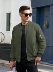Nikcorp Muška bomber jakna Vjetrovka Vodoodbojna Lagana Elegantna casual zelena, poliester otporan na vjetar i vodu, patent sprijeda, rebrasti ovratnik manžete džepovi unutarnji džep i za olovku na ramenu