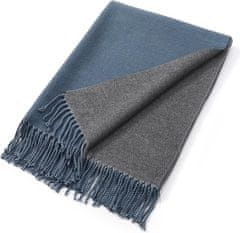 Nikcorp Dvostrani zimski šal pashmina unisex, mekani modni dodatak za jesen i zimu, dimenzije 196x62 cm, tamnoplava i tamnosiva boja, veličina L, elegantan dizajn, 300g, idealan za poklon, 60% poliester