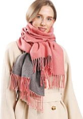 Nikcorp Dvostrani zimski šal Pashmina Unisex, veliki mekani šal 195x62 cm, crveno-sivi, 300 g, elegantna etola za hladne dane, poliester-rajon-najlon, idealan poklon za zimu, moderan dizajn, ručno pranje