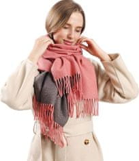 Nikcorp Dvostrani zimski šal Pashmina Unisex, veliki mekani šal 195x62 cm, crveno-sivi, 300 g, elegantna etola za hladne dane, poliester-rajon-najlon, idealan poklon za zimu, moderan dizajn, ručno pranje