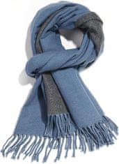 Nikcorp Dvostrani zimski šal pashmina unisex, mekani modni dodatak za jesen i zimu, dimenzije 196x62 cm, tamnoplava i tamnosiva boja, veličina L, elegantan dizajn, 300g, idealan za poklon, 60% poliester