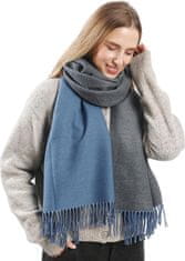 Nikcorp Dvostrani zimski šal pashmina unisex, mekani modni dodatak za jesen i zimu, dimenzije 196x62 cm, tamnoplava i tamnosiva boja, veličina L, elegantan dizajn, 300g, idealan za poklon, 60% poliester