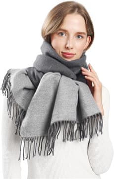 Nikcorp Zimski pashmina šal obostrani mekani topli 196x62 cm sivi Large, elegantni unisex šal s resama za hladne dane, višenamjenski debeli šal od poliestera rajona i najlona, moderan dodatak za svaku prigodu