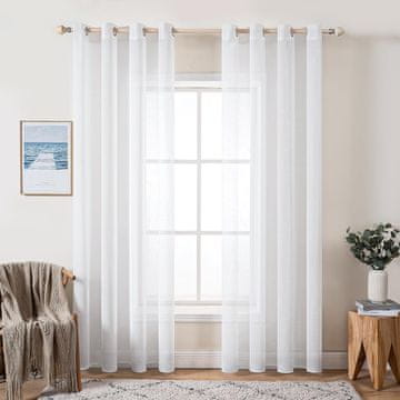Nikcorp Prozorske zavjese set 2 kom, moderne transparentne zavjese s efektom lana, dimenzije 140 x 300 cm, elegantne prozirne zavjese za dnevni boravak, spavaću sobu i blagovaonicu, lagane i prozračne
