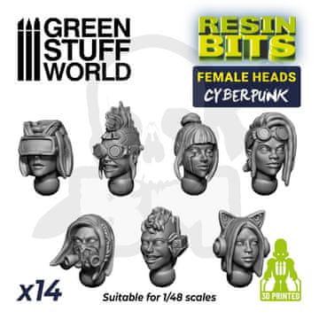 Green Stuff World GSTU509174 Female Heads cyberpunk
