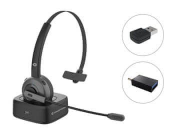 slomart Conceptronic POLONA Bežične Bluetooth slušalice s postoljem za punjenje i USB adapterom, crne