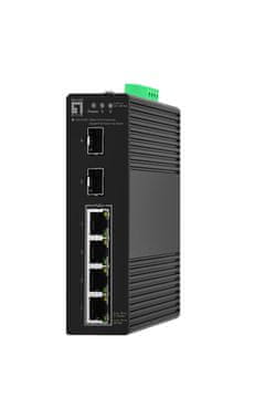Level One LevelOne IES-0621-2P industrijski Gigabit PoE Smart Lite prekidač, 6-portni, 2x SFP, crni