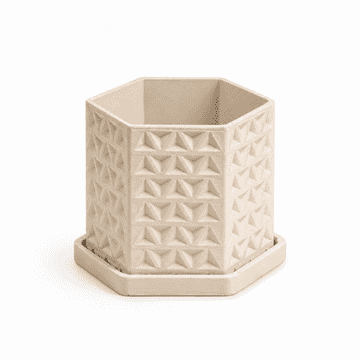 Mi Bež geometrijska 3D saksija za cvijeće s tanjurićem i drenažom, moderna