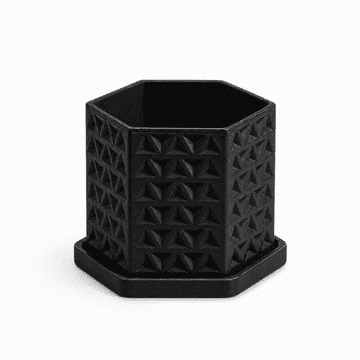 Mi Crna geometrijska 3D saksija za cvijeće s tanjurićem i drenažom, moderna