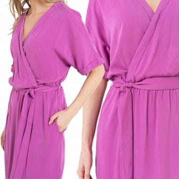 Moraj Ženska midi haljina od viskoze, kopert dekolte, prorez, MORAJ XXL PINK