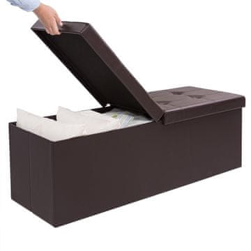 Northix Sklopiva klupa za pohranu 80x40x40 cm MDF 2u1 smeđa