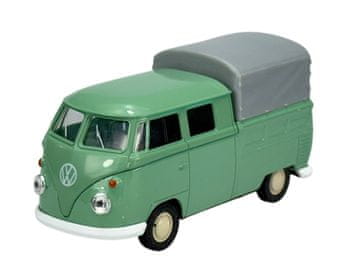 WELLY VW VOLKSWAGEN T1 DOUBLE CABIN PICK UP s prikolicom, zeleni, 1:34 43603