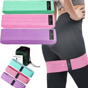 Set otpornih gumenih traka i vrpci za vježbanje, fitness trening, 3 kom.