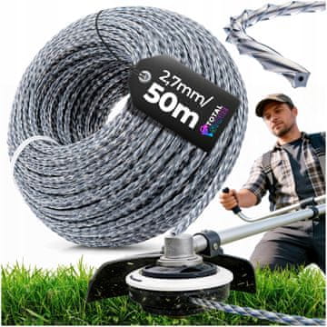 Žica za sječu ojačana, upletena 2,7 mm, 50 m, za trimer i kosilicu za košnju trave