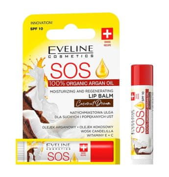 Eveline Cosmetics Eveline SOS balzam za usne s kokosom SPF 10 hidratizira i regenerira