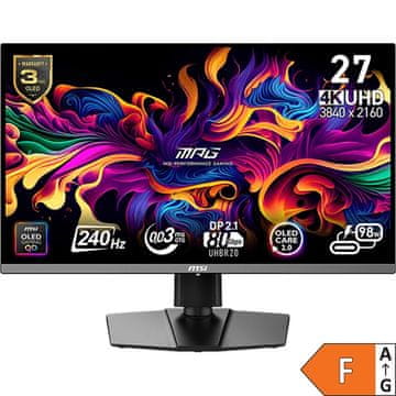 Zaslon MPG 272URX QD-OLED 27" / 4K UHD / 240Hz / 0,03ms (GTG) / crn – podesljiv po visini - PD 98W