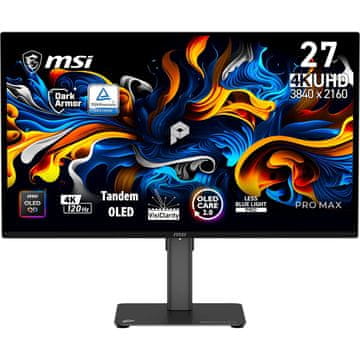 Monitor PRO MAX 271UPX12G / 67,3 cm (26,5") / 3840x2160 (UHD) / QD-OLED / 120Hz / 0.03 ms (GTG) / 250 nits / 1500000:1 / KVM / podesiva visina